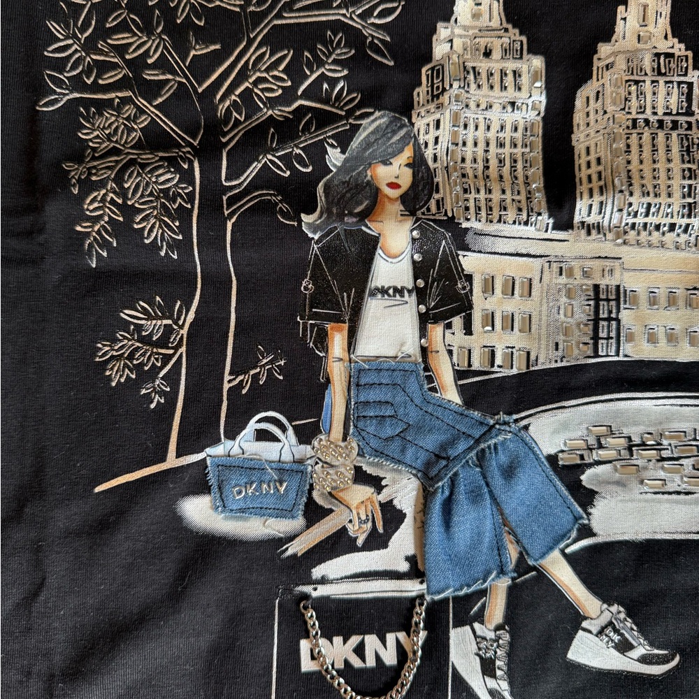DKNY Black Graphic Kids Shirt - Picture 2 of 4